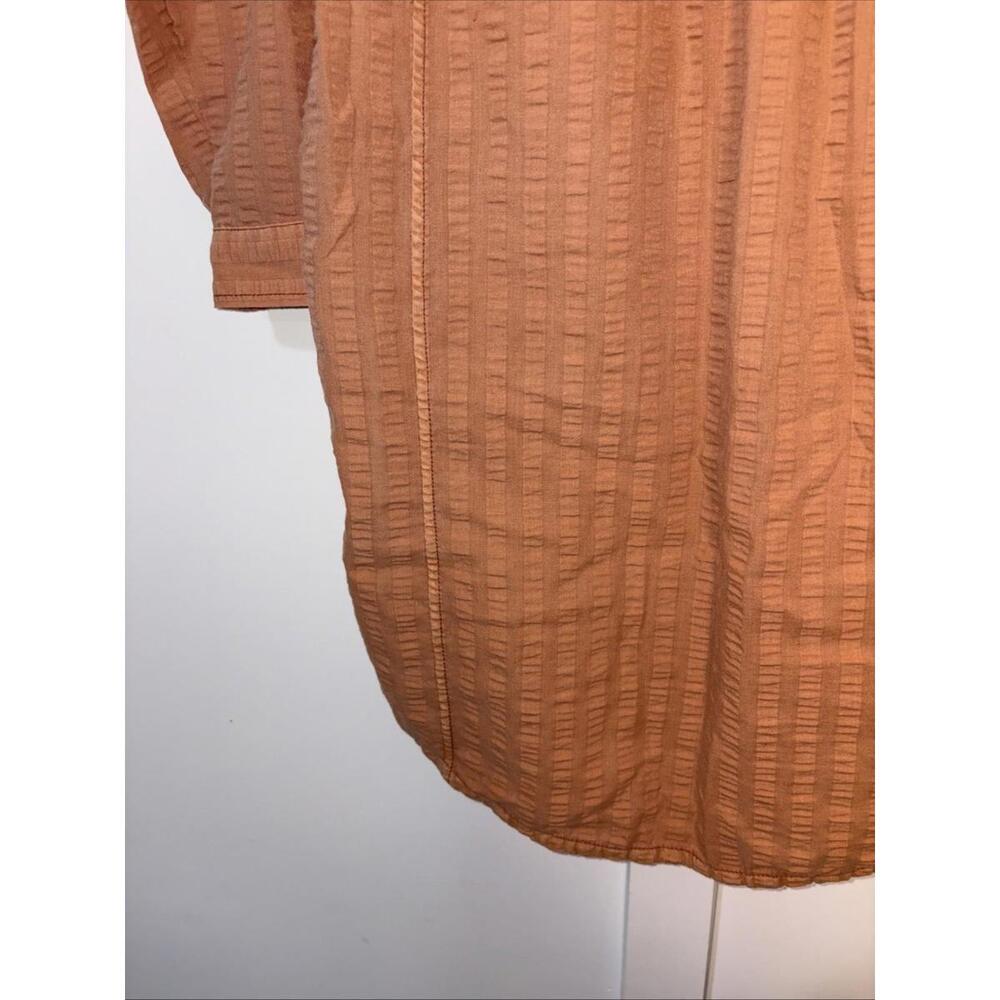 Anthropologie Pilcro Tunic Top Seersucker Button Down Kurti Dark Orange‎ Boho S - Picture 13 of 15